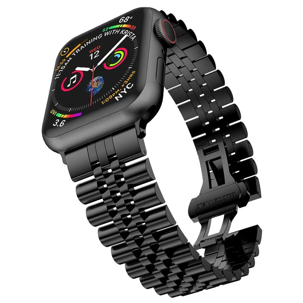 

Ремешок сменный металлический для Apple watch 6 5 4 3 2 SE, браслет из нержавеющей стали, совместим с Apple watch 44 мм 42 мм 40 мм 38 мм
