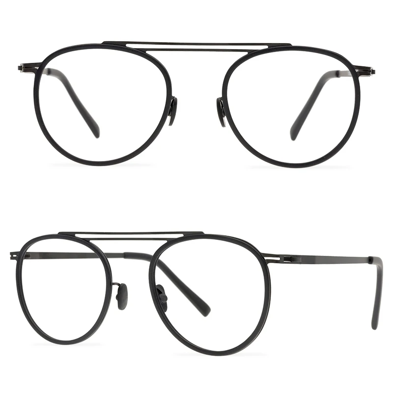 

Fashion male trendy double beam round big frame optical glasses ladies retro art flat glasses
