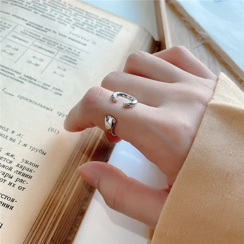 

POFUNUO Real 925 Sterling Silver Minimalist Geometric Spanner Design Rings Women Fashion Delicate Original design Niche Rings