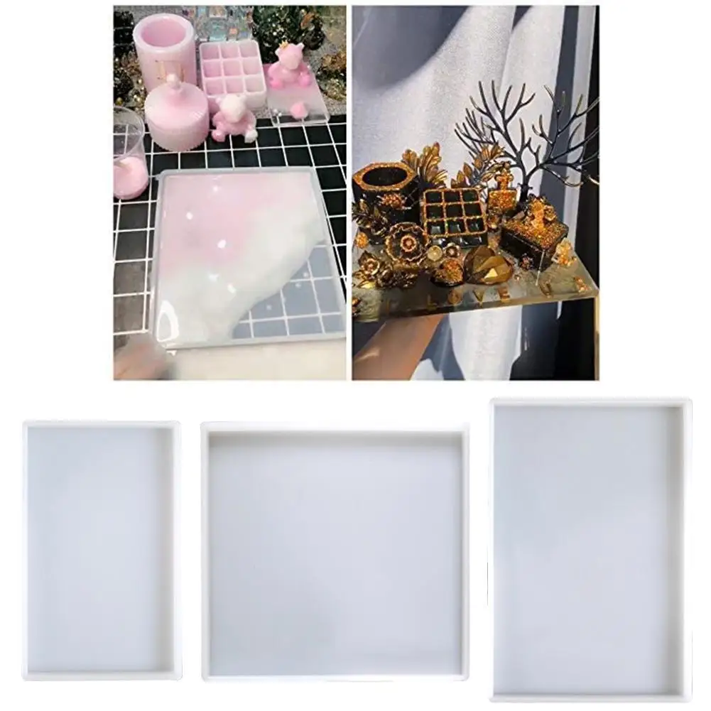 

Rectangle Resin Mold Crystal Epoxy Silicone Coaster Mold DIY Jewelry Pendant Storage Tray Mold Tea Plate Casting Mold Accessory