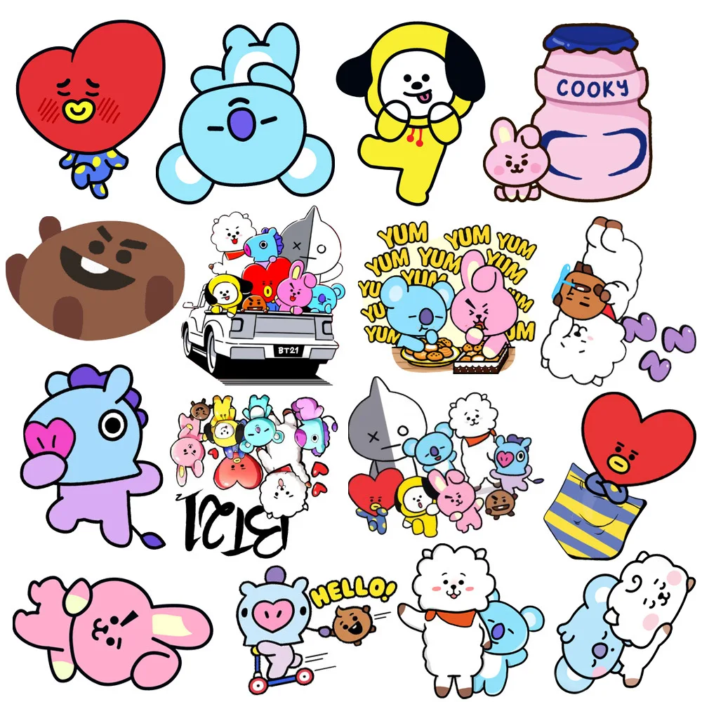 

50 Pieces of BT21 Graffiti Stickers Luggage Car Refrigerator Helmet Stickers