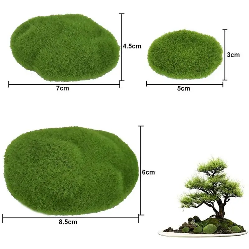 12 Pcs Artificial Moss Stones Ball Green Rock Home Yard Decorative Simulation Glass for Flower Pot Garden | Дом и сад