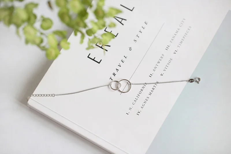 

Adjustable Chain 925 Sterling Silver Double Round Charm Bracelets & Bangle For Women Gift Femme Fashion Prevent Allergy