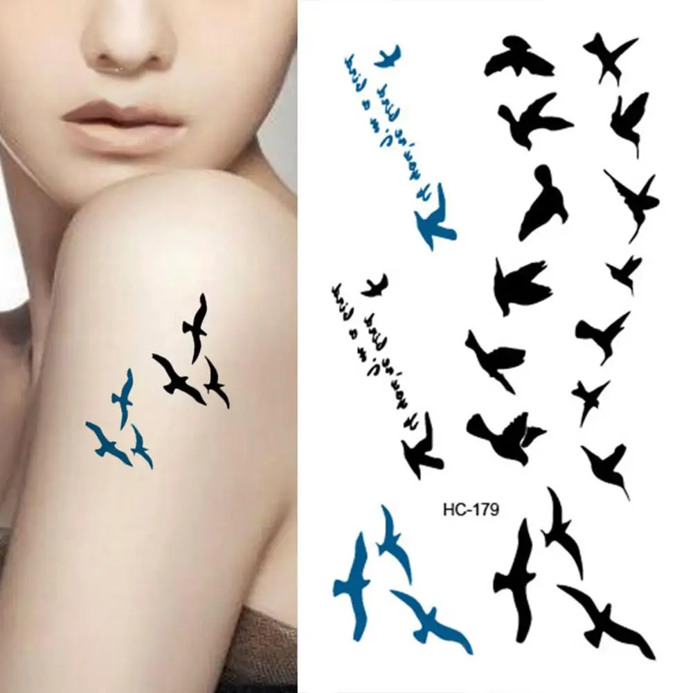 

Female Fashion Birds Fly Temporary Waterproof Tattoo Sticker Body Art Decal Drawing Body Art Fake Water Transfer for men women