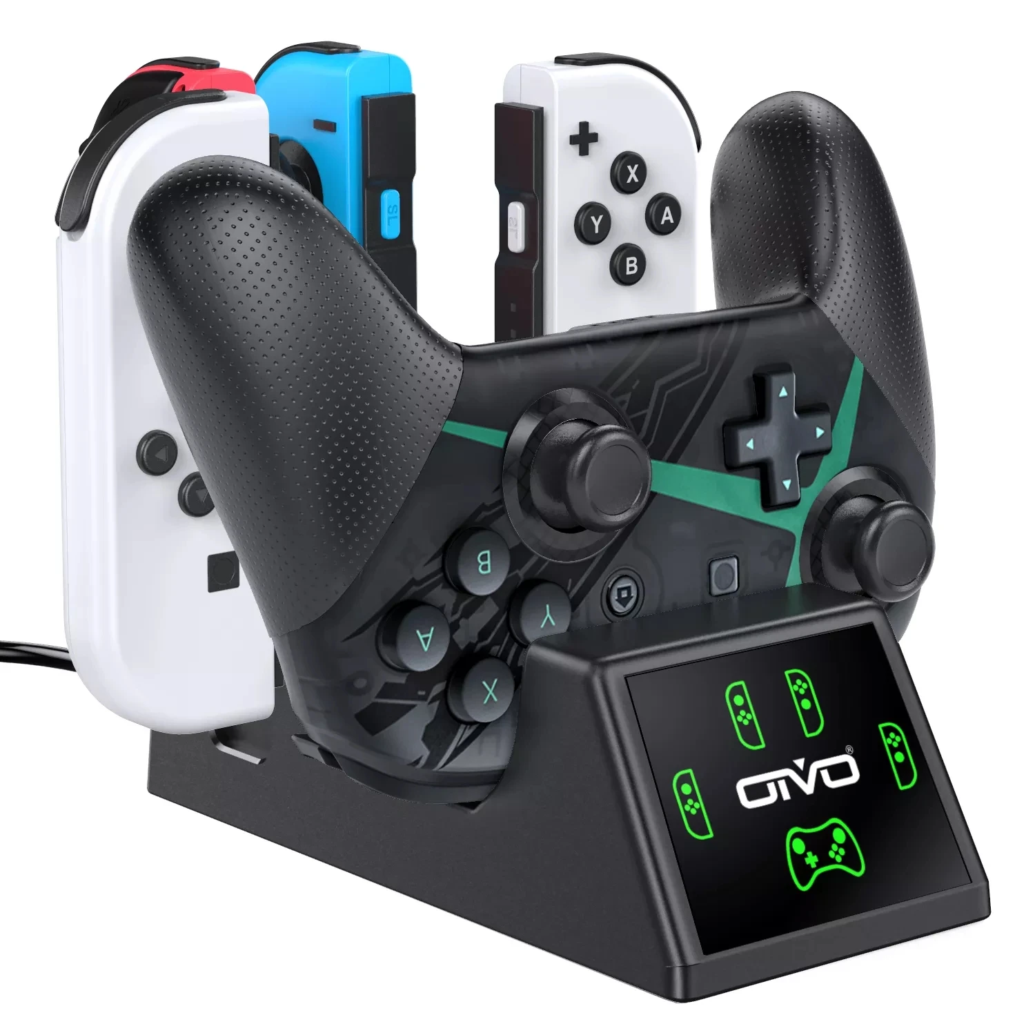 

New 5 in 1 Controller Charging Dock Stand for Nintend Switch Pro & 4 Joypad Charger Charging Station with LED Indicators