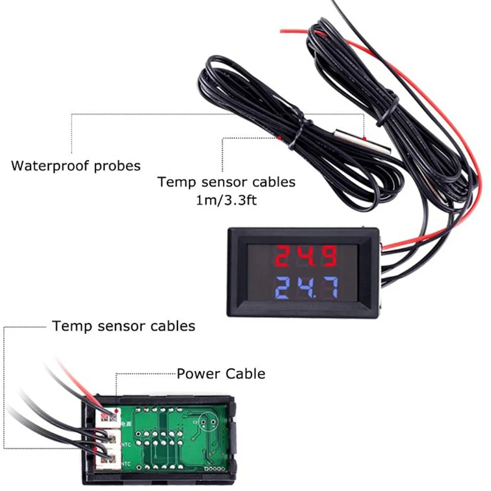 Цифровой термометр Автомобильный датчик температуры 4-28 В постоянного тока по