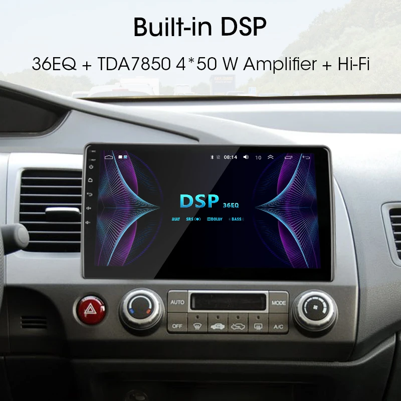 2G 32G Android 8,1 4G wifi Автомобильный Радио Мультимедиа Видео плеер для Honda Civic 2005-2011 Навигация gps 1024*600+ специальная рамка