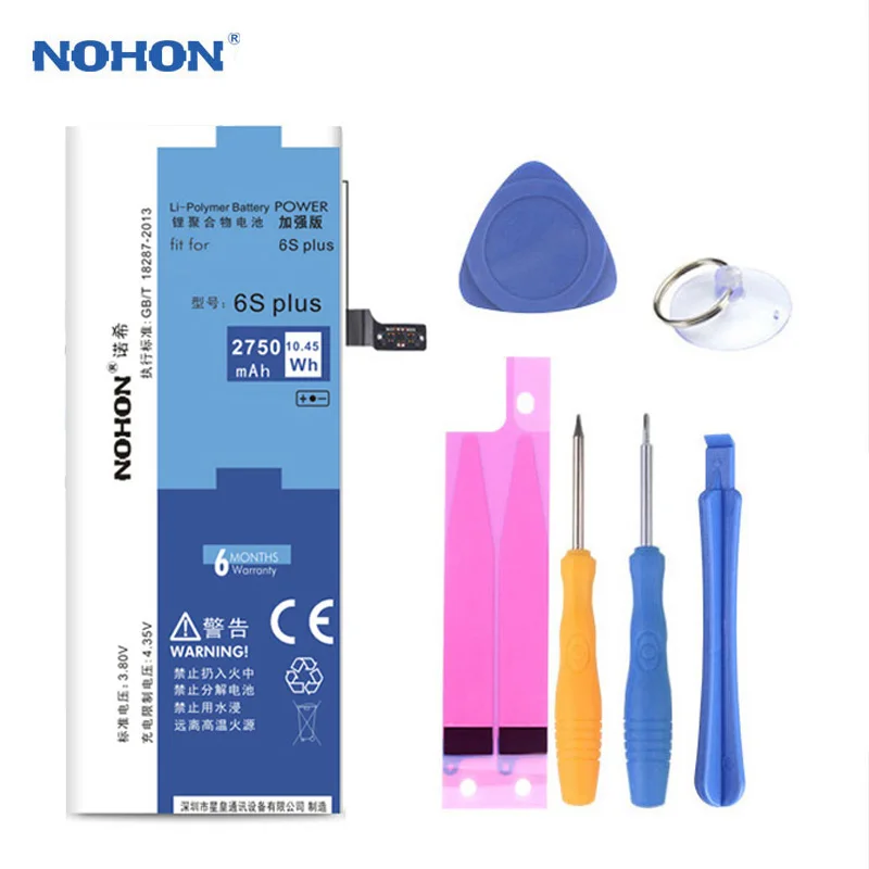 Nohon аккумулятор для iPhone 6 S 6 7 8 Plus 6splus 6plus 7plus 8plus SE реальная емкость Замена литий-полимерный Bateria Бесплатные инструменты