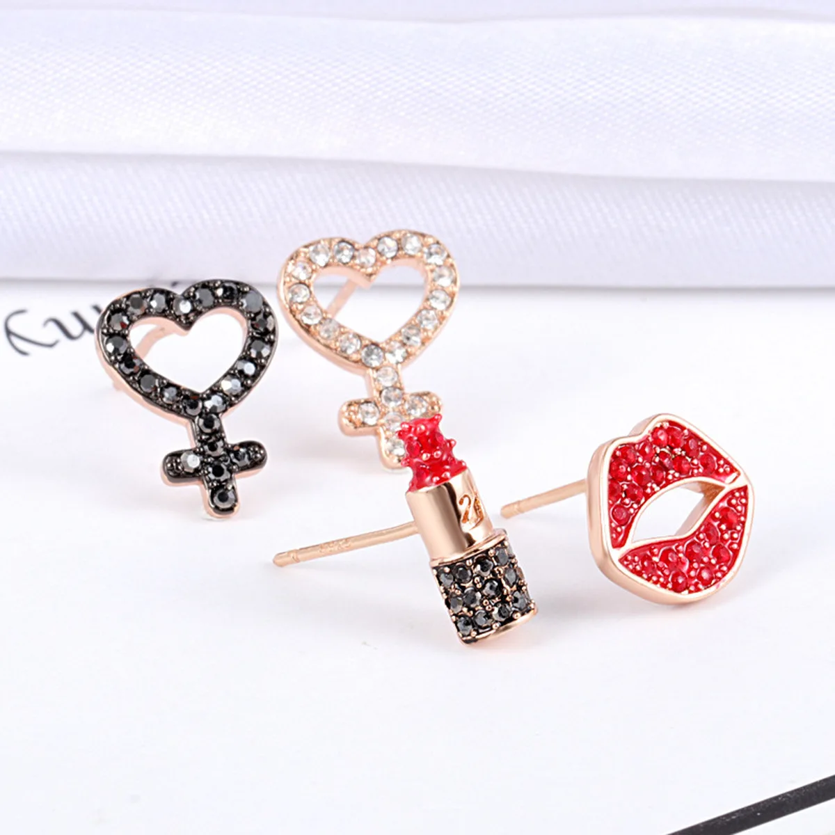 

QSJIE High quality Swa new sweet lipstick, red lipstick lady Set Earrings Charming fashion jewelry