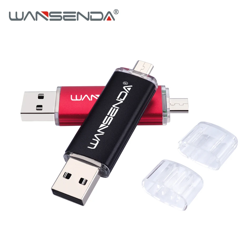 USB флеш накопитель WANSENDA OTG металлический 8 ГБ 16 32 64 128 256 накопители 2 в 1 Micro usb для