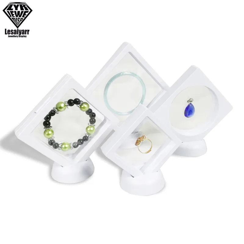 3D Floating Picture Frame Shadow Box Jewelry Display Stand Ring Pendant Holder Protect Jewellery Stone Presentation Case