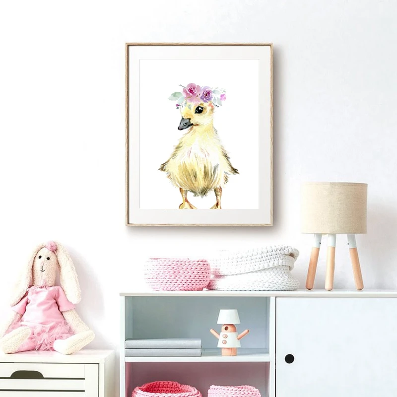 Детская ферма животные настенная живопись холст цветочные подарки для маленьких