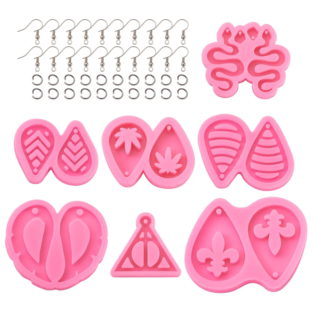 

Set Mixed Shapes Pendant Silicone Mold for DIY Dangle Earring Making with Jump Rings Earring Hooks Handmade Jewelry Supplies Kit