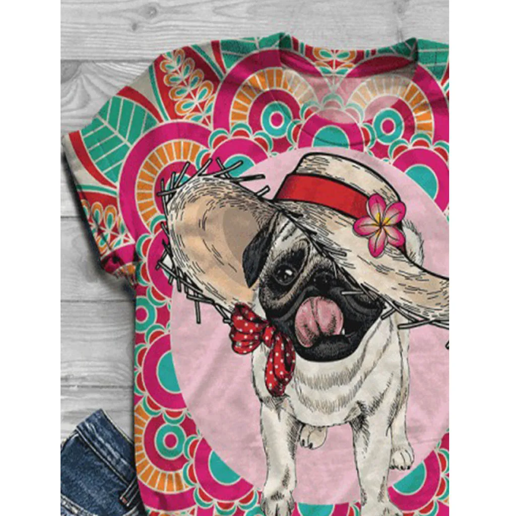 Women Harajuku Cute Bulldog Tshirt French Pug Teckel Funny T Shirt Frances German Shepherd T-shirt Pit Bull Top Female #T2G | Женская