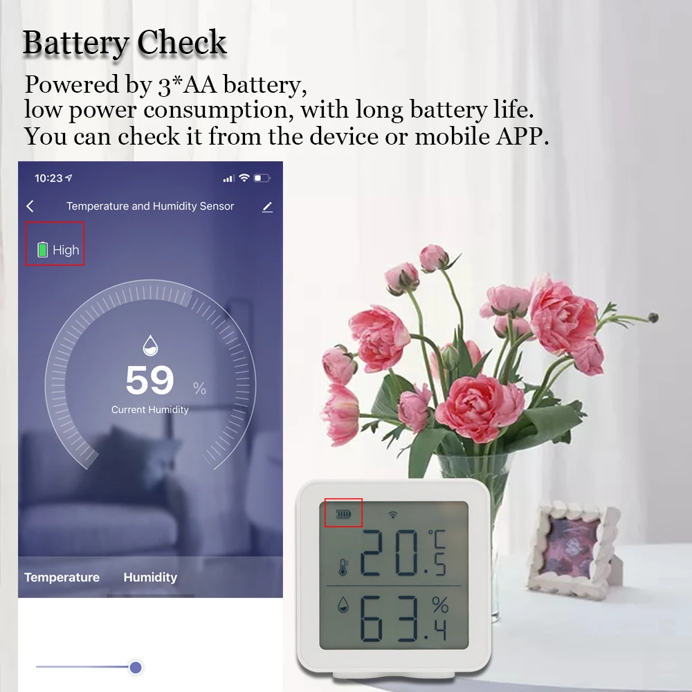 Датчик температуры и влажности Tuya Smart Life с Wi-Fi комнатный цифровой ЖК-гигрометр