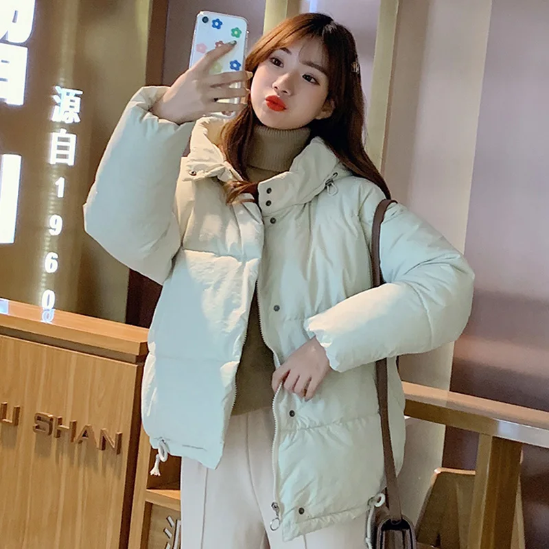 2020 Харадзюку зимняя куртка женская мода пуховик Короткая парка с капюшоном