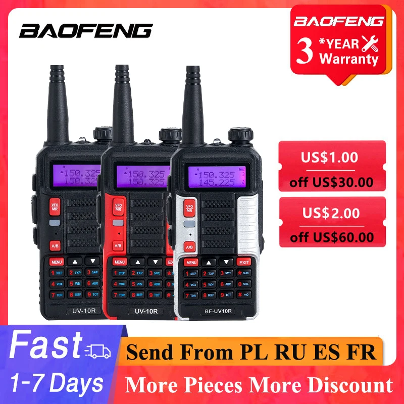 Baofeng UV-10R иди и болтай Walkie Talkie “иди ЕС наличии Портативный 128 CHs 10 Вт 5800 мА/ч VHF