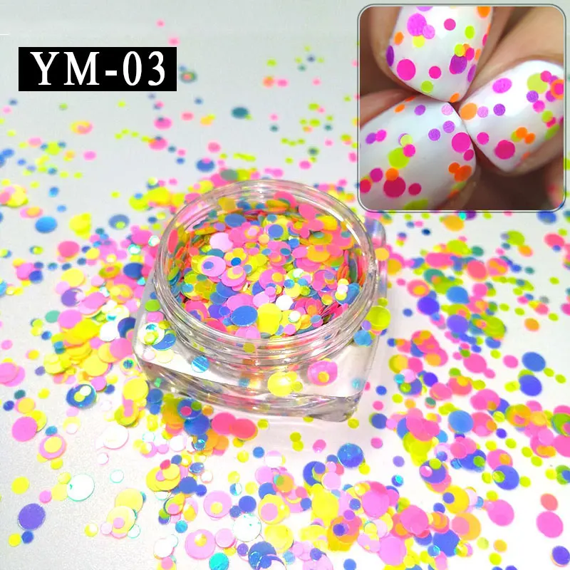 

1mm 2mm 3mm Candy Colors Nail Art Glitter Sequins ,Mixed Colorized Round DIY Flake Sequins Nail Decoration 12Boxes/Lot
