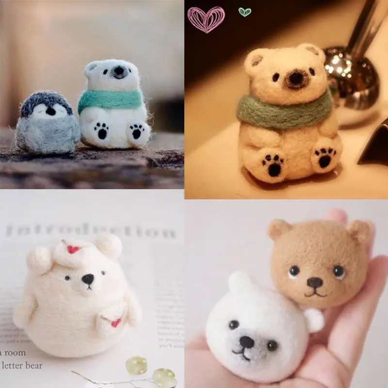 

Baby Bear DIY Wool Felt Craft Non Finished Handmade Doll Toy Creative Gift Cute Animal Pendant Decoration Material Package Set