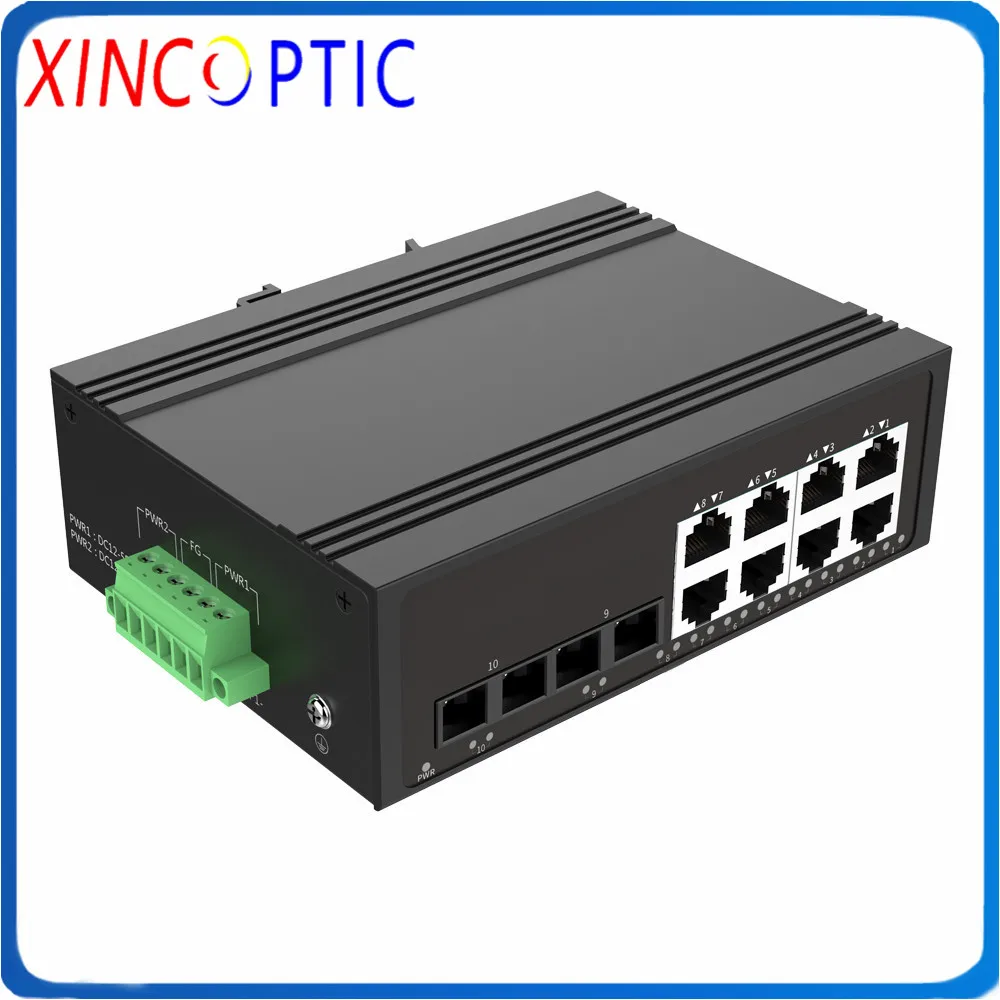 2SFP + 8RJ45 10/100/1000M 2 волокна и за исключением SFP 10-портового Din-рейки промышленный