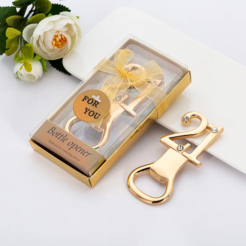 Bestellen (25 Teile/los) Braut Duschen Stelligen 21 Design Flasche Opener Favor Für 21 Hochzeitstag Geschenk Und Geburtstag Party Favors