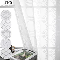 tps embroidered geometric multi styles tulle sheer curtains for living room bedroom kitchen window treatment drapes custom