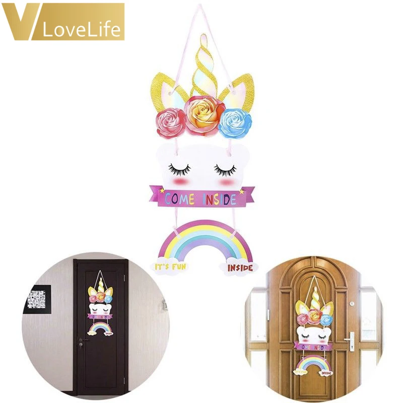 Блестящий Единорог дверной знак подвесной подарок волшебное Радужное украшение