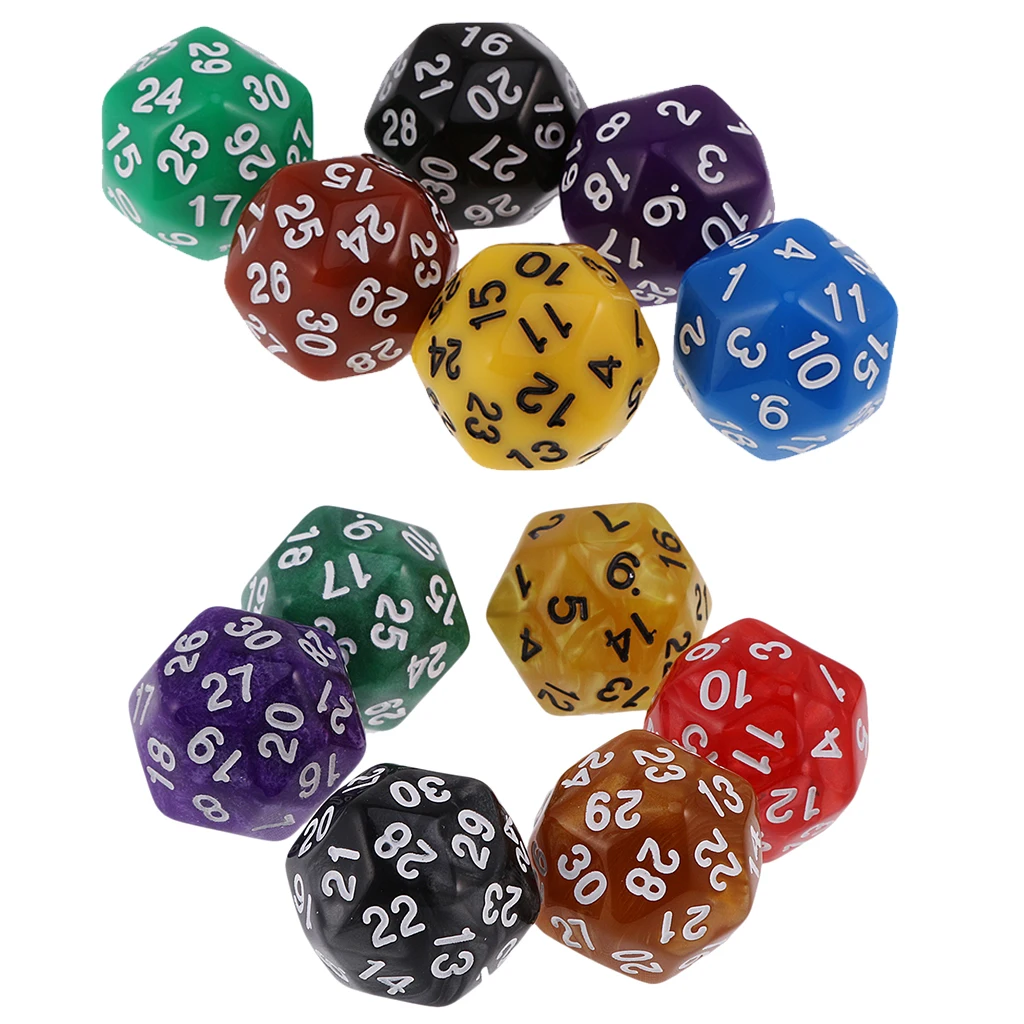 MagiDeal 6 шт. 24 /30 Двусторонние игральные кости D24 D30 кубики для D & TRPG семейная