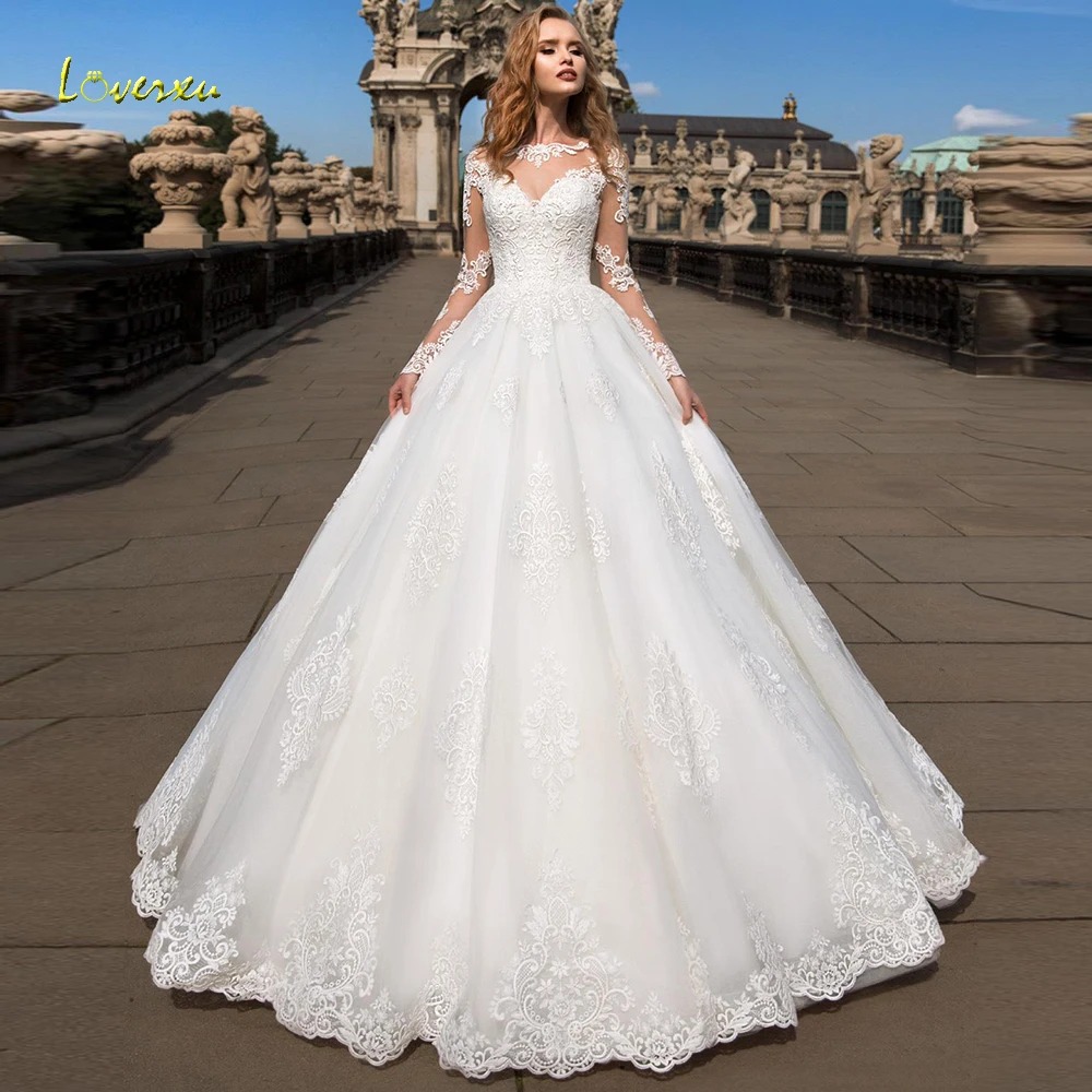 Loverxu шикарные свадебные платья трапециевидной формы Элегантные аппликации с