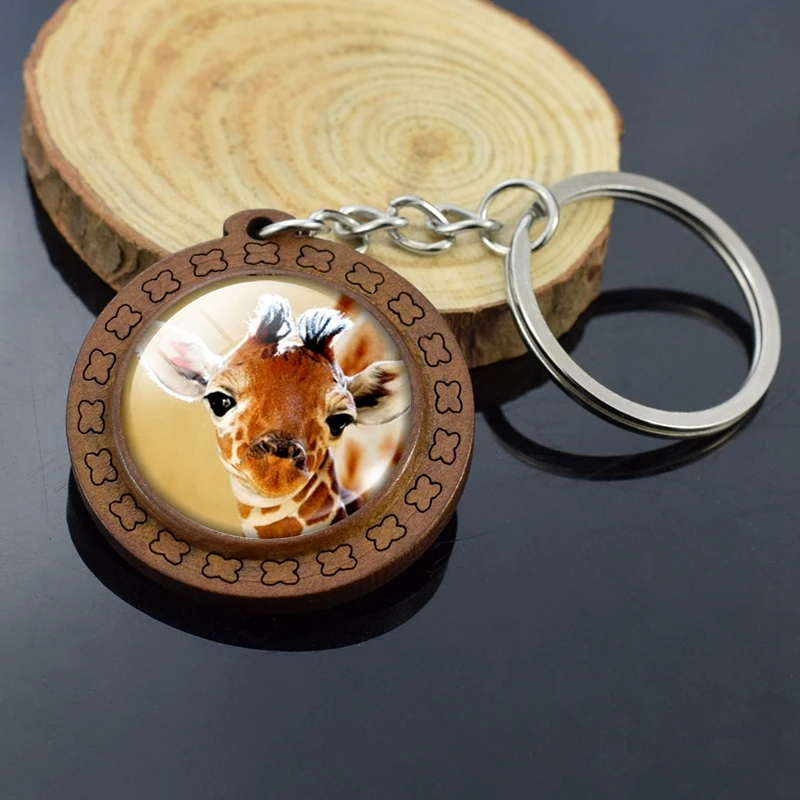 Жираф Лев тигр собака коза волк узор винтажная деревянная искусственная