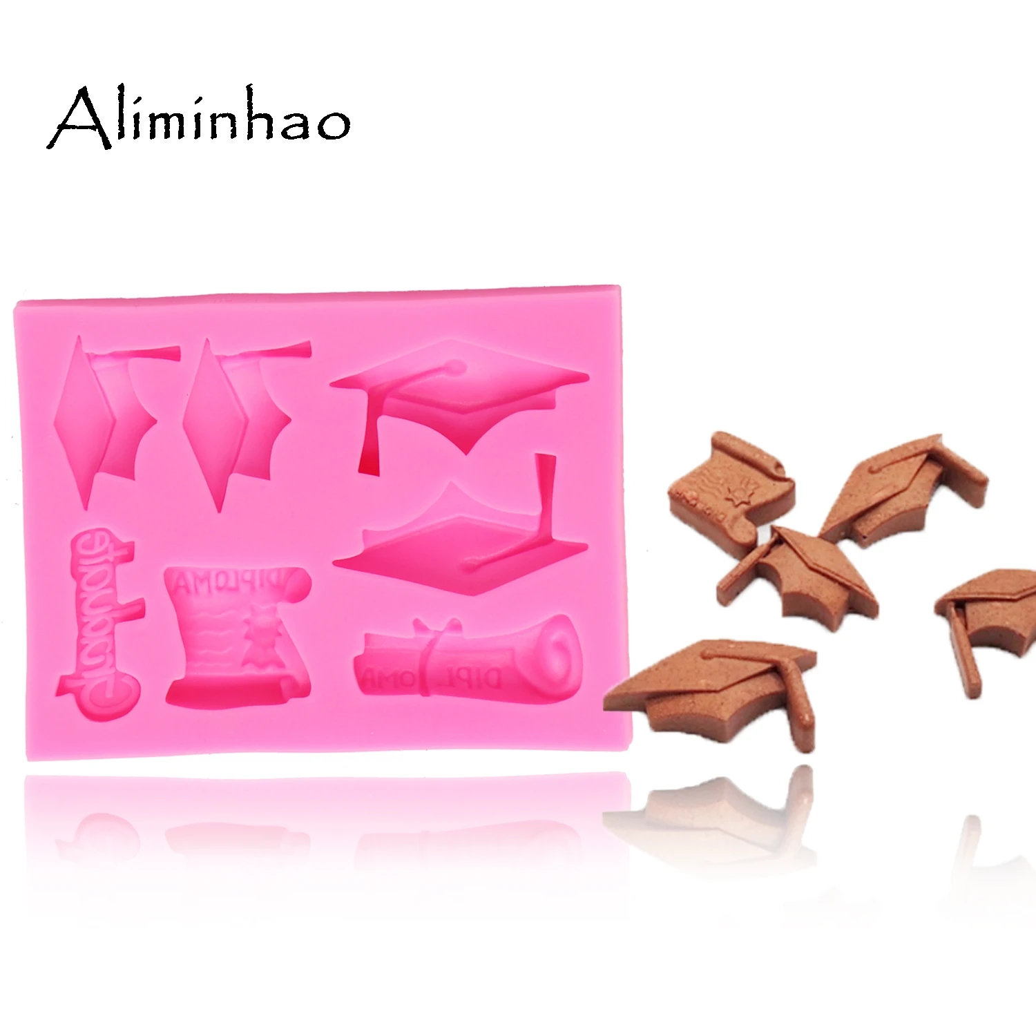 Pink B1415 силиконовая форма, выпускной доктор, форма для выпечки шляпа, сахарное ремесло, помадка, украшение торта, форма для животных, инструмент для выпечки - Цвет: Pink