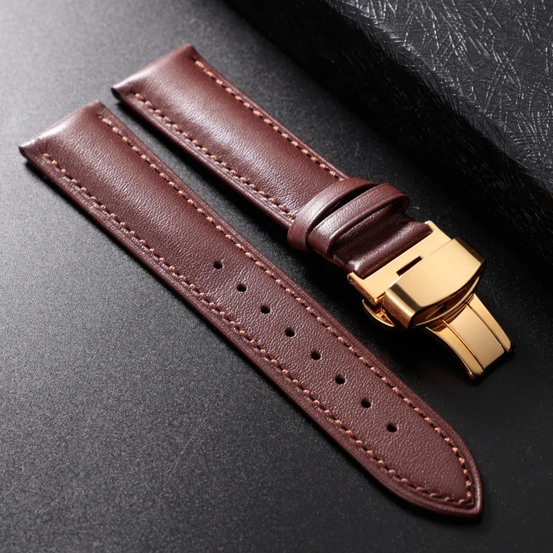 Brown gold Италия телячья кожа ремешок для часов Quick Release для дизельных DZ Fossil DW CK Timex Армани часы ремешок 18 мм 20 мм 22 мм - Цвет ремешка: Brown gold
