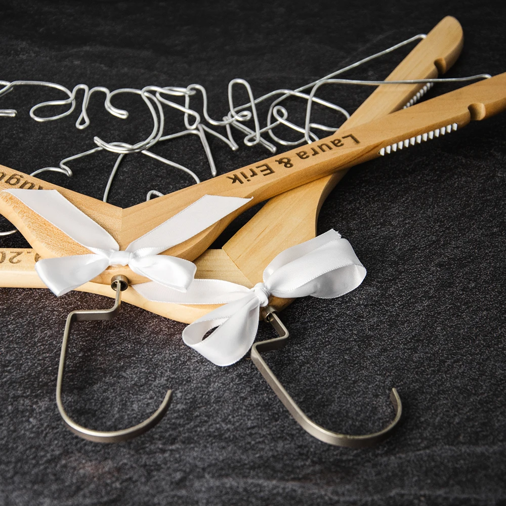 Персонализированные Свадебные вешалки для невесты выгравированные жениха