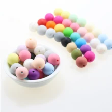 15mm 100pcs/lot Silicone Loose Beads Safe Teether Round Baby Teething Beads DIY Chewable Colorful Te