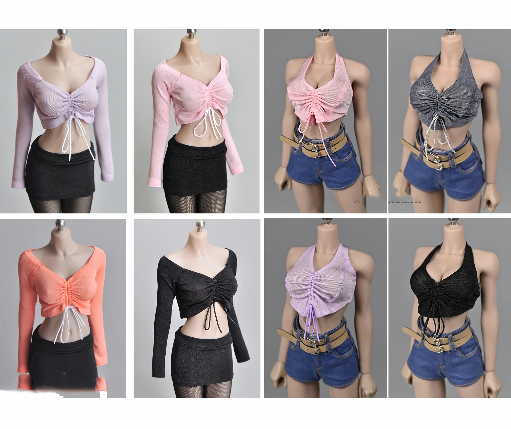 

1/6 Scale Female Soldier T-shirt Stretch Tight Drawstring Bottoming Clothes Model Accessories for 12" Action Figure Doll