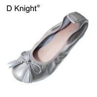 elegant comfortable flat shoes ladies brand designer bowknot loafer shoes woman fashion round toe soft women ballet flat size 43