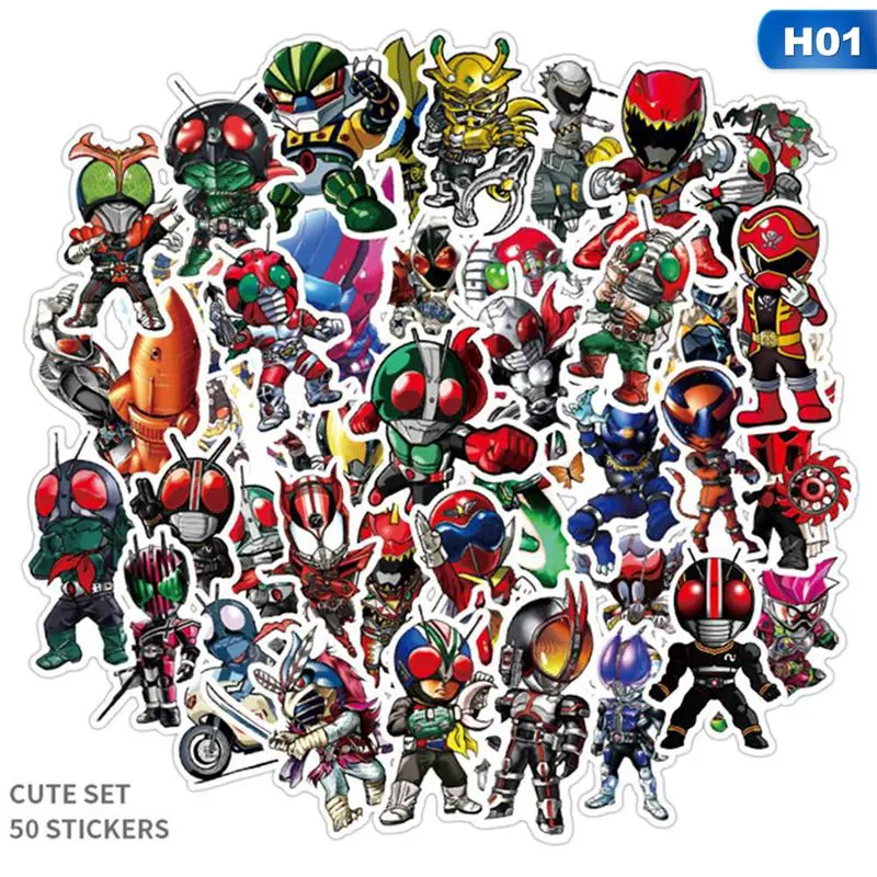 

50Pcs/Pack Kamen Rider Cartoon Anime Stickers For Motorcycle Car Bicycle Fridge Luggage Laptop Skateboard Kids Toy Stickers
