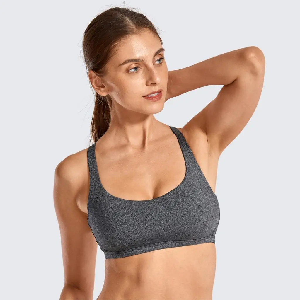 Charcoal Heather03 SYROKAN женские Съемные колодки Йога Топ крест ремешками сзади спортивный бюстгальтер - Цвет: Charcoal Heather03