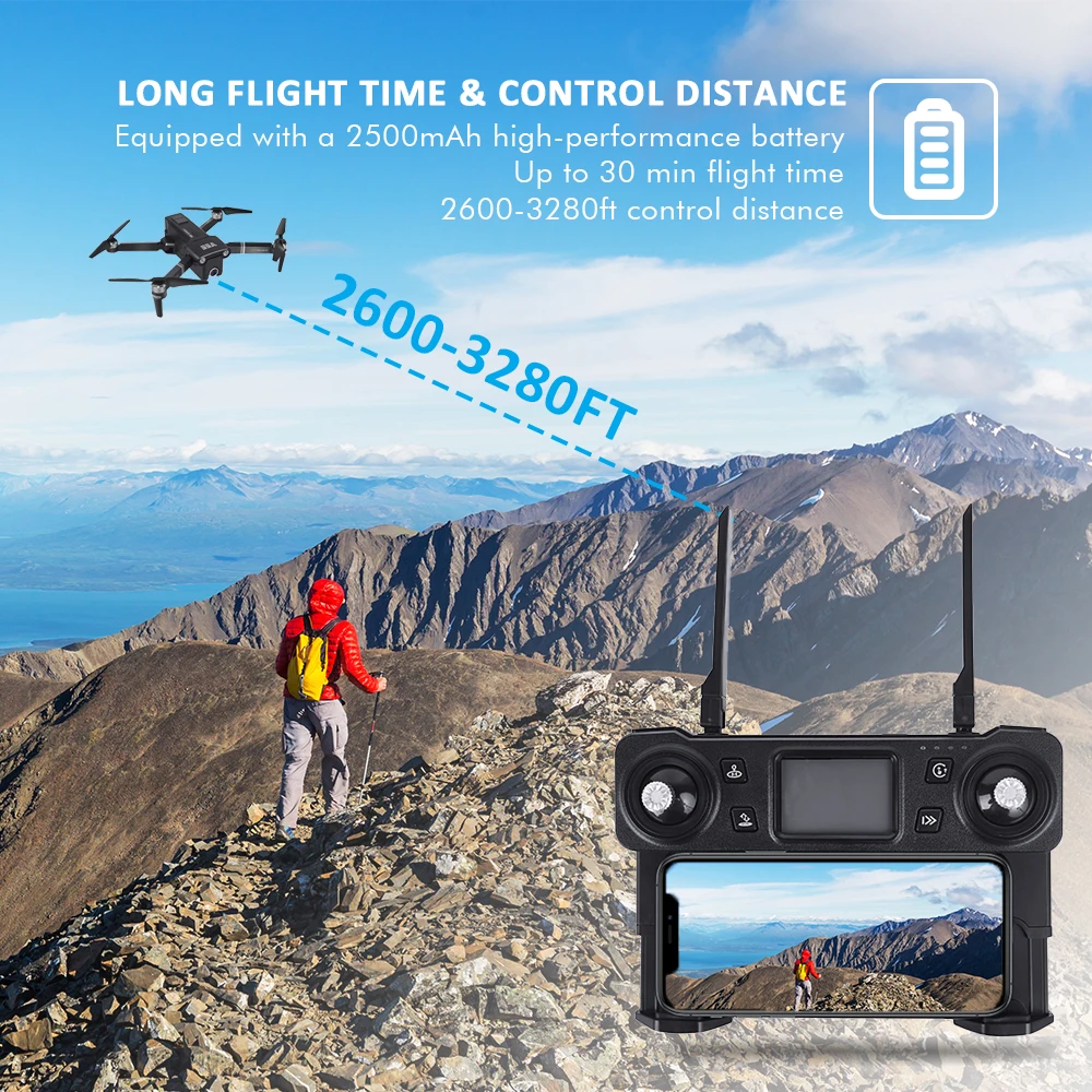 

AEE Foldable GPS Drone with 4K Photo 2.7K 240 FPS Video Camera, One key take off/Return/Landing, 25 Mins Flight Time Sparrow2