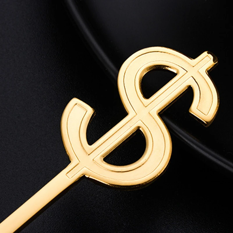 

5/7 Pcs High quality Gold Dollar Mini Creative Coffee 304 Stainless Steel Spoon Gift Cake Stirring Sugar Soup Dessert Spoon Suit