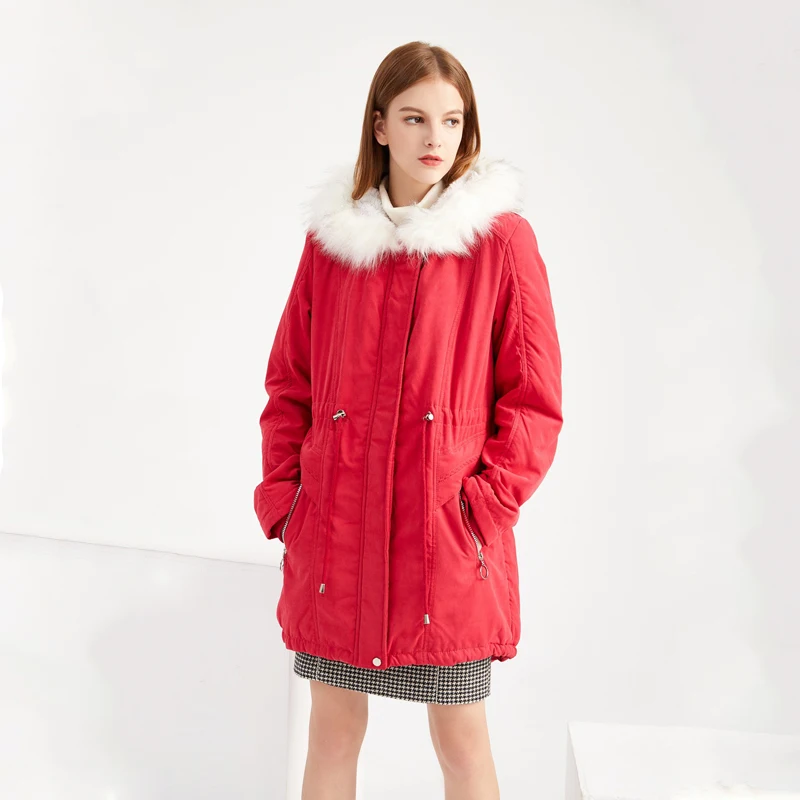 

Shyloli Casual Women Warm Pocket Zipper Cotton Padded Coat Mid-Length Hooded Cotton Jacket Slim Fit 2020 New Fashion Winter