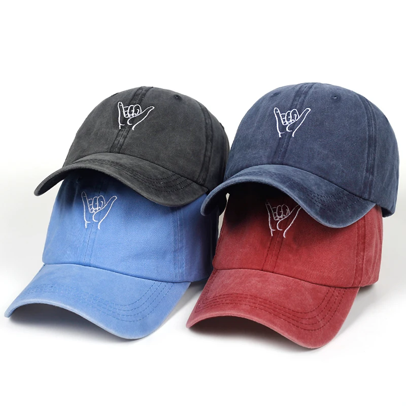 

2021 New finger embroidery cap outdoor leisure Washed Baseball Caps Adjustable Hip Hop hat 100%Cotton Women Man hats