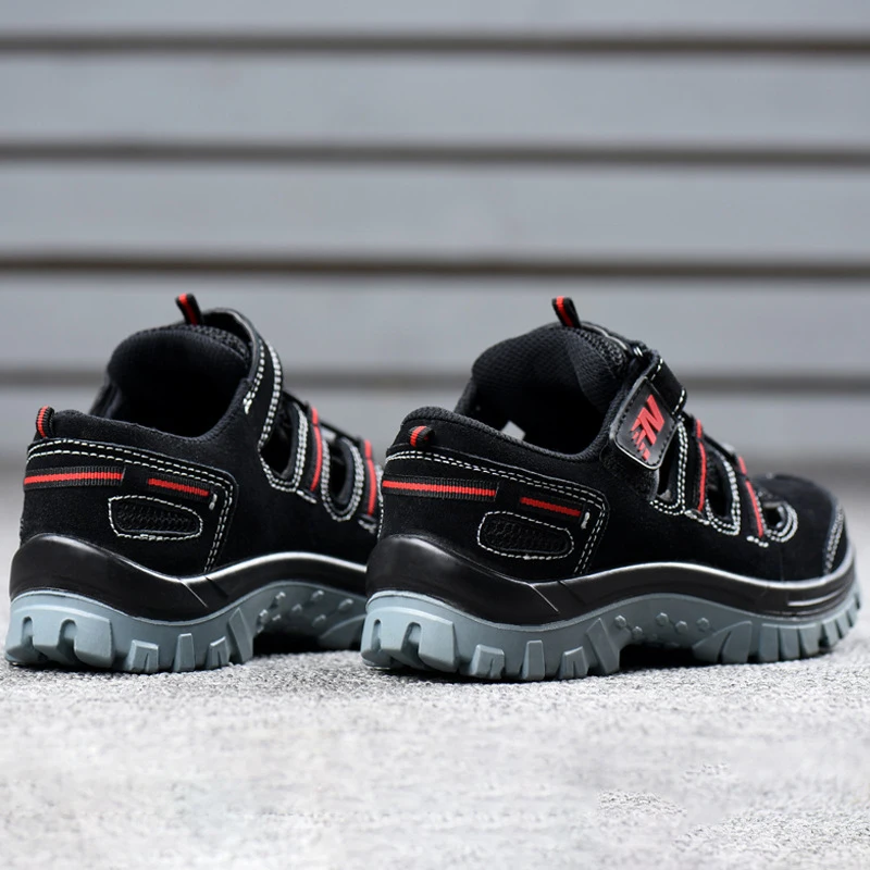 

Men's Work Safety Shoes Casual Men Sneakers Outdoor Steel Toe Cap Safety Boots Genuine Leather Sandals Anti-smashing Work Boots