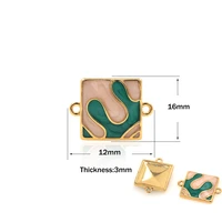 square two color enamel pendant two hole connector for jewelry making diy bracelet necklace joint enamel charm