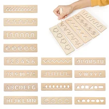 Childrens Wooden Educational Toy Montessori Early Learning Word Spelling Letter Number Groove Practice Board Pen Control Traini
