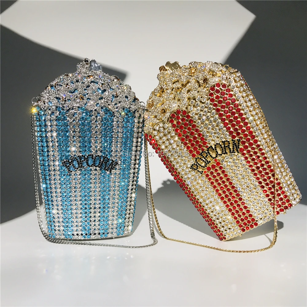 

OC4216 High Quality Popcorn Crystal Clutch Bag Wedding Party Evening Bags
