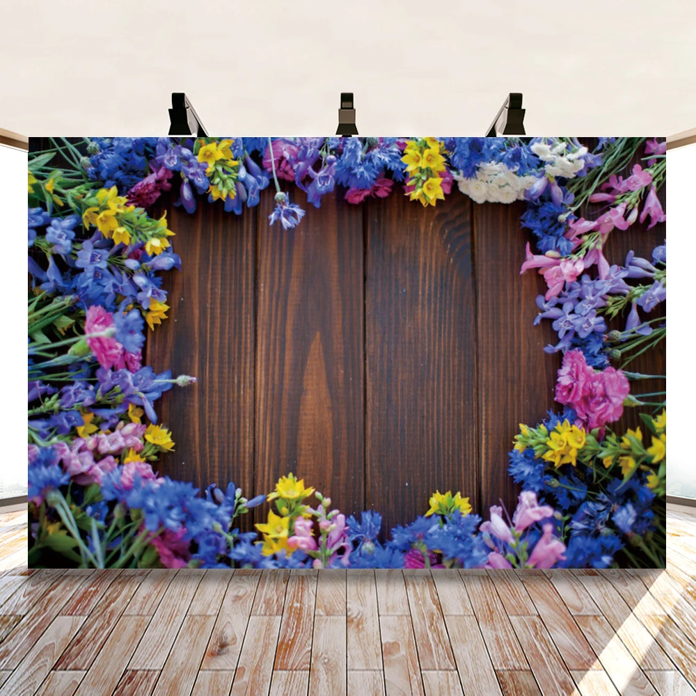 

Yeele Wooden Boards Flowers Photocall Background for Planks Photography Pet Doll Portrait Photographic Backdrops Photo Studio