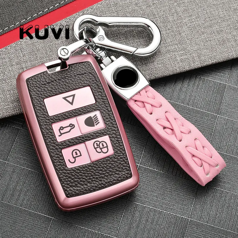 Кожаный чехол для автомобильных ключей брелок Land Rover Range 5 Discovery Sport 2018 2019 2020 Jaguar XEL