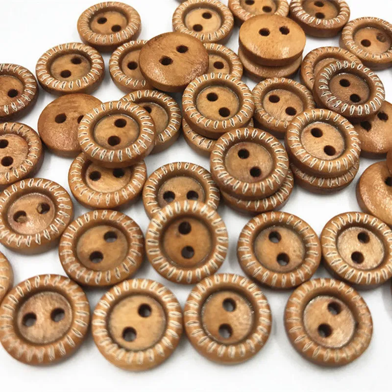 Новые 200 шт круглые деревянные пуговицы коричневые 2 отверстия шитье скрапбукинг