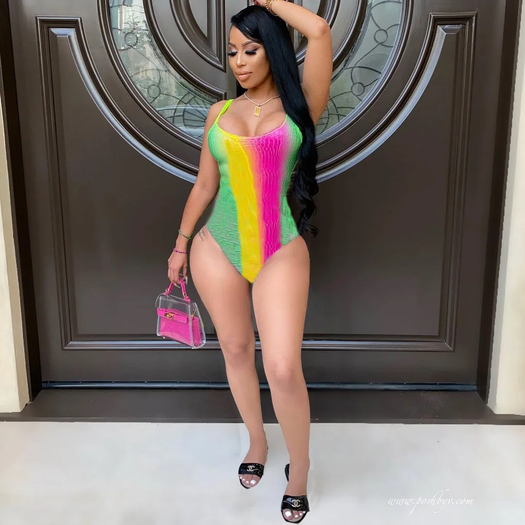 

Summer New Sexy Fashion Gradient Colorhigh Waisted Swim Suits One Piece Women's Swimsuit